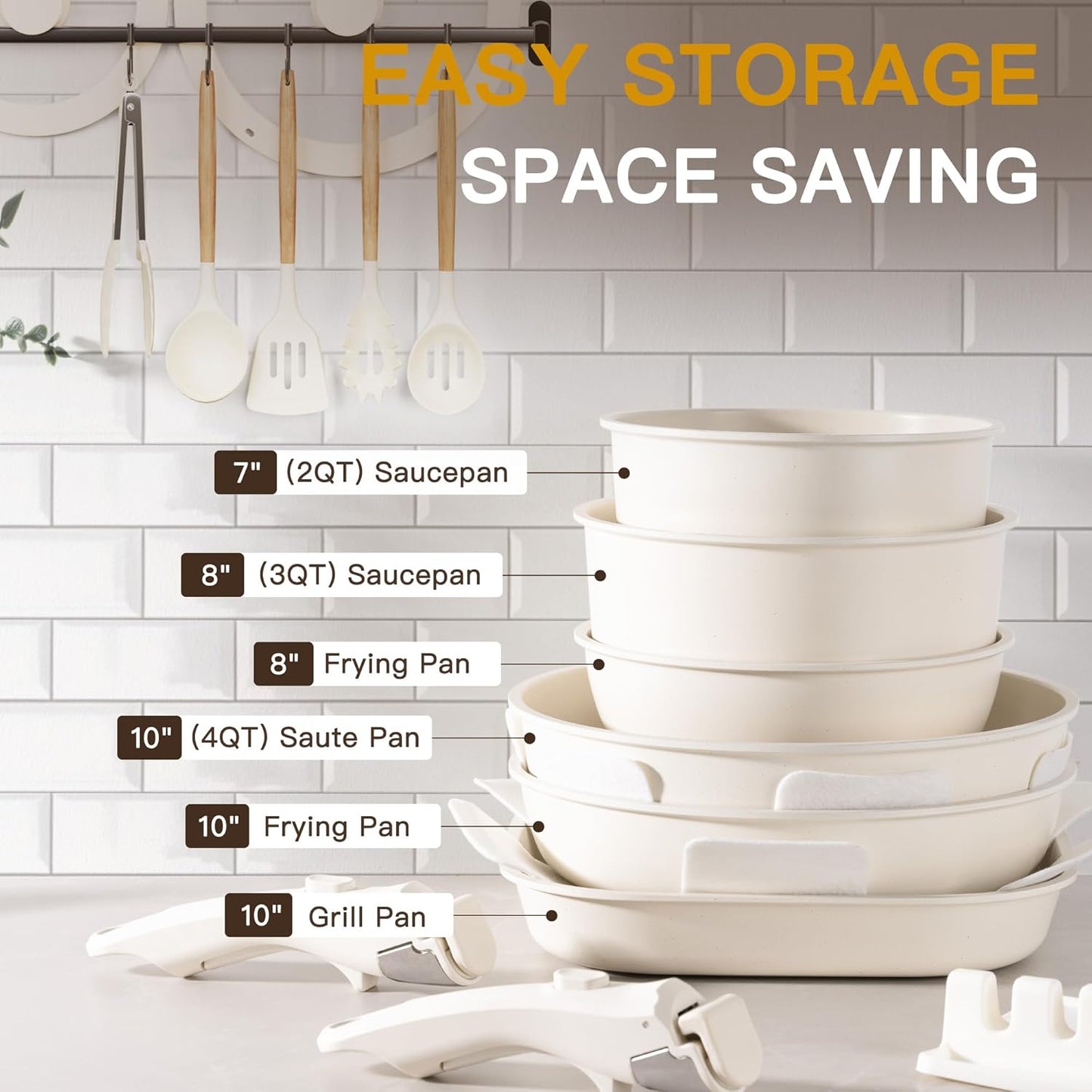 Detachable Induction Nonstick Cookware Set – Stackable, Space-Saving, Easy to Clean 🍳🔥