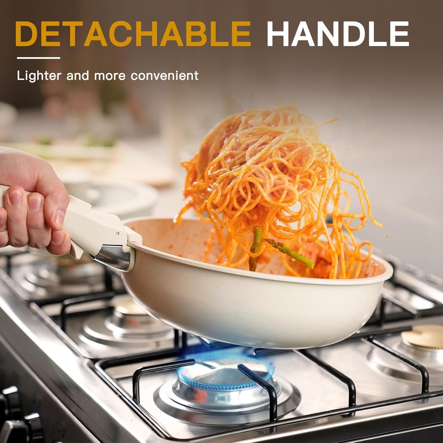Detachable Induction Nonstick Cookware Set – Stackable, Space-Saving, Easy to Clean 🍳🔥