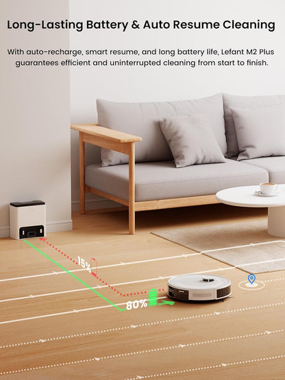 Lefant LiDAR Robot Vacuum with Smart Navigation & Self-Emptying - 6000Pa Suction, App-Controlled, Carpet Detection & More 🧹💡
