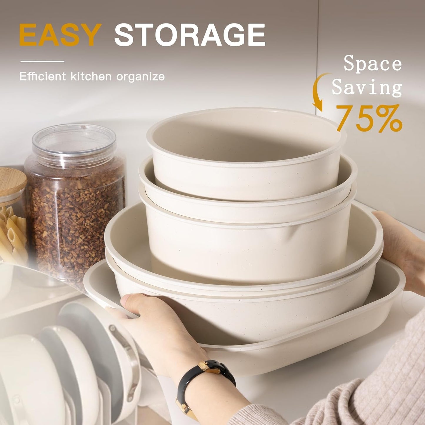Detachable Induction Nonstick Cookware Set – Stackable, Space-Saving, Easy to Clean 🍳🔥