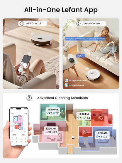 Lefant LiDAR Robot Vacuum with Smart Navigation & Self-Emptying - 6000Pa Suction, App-Controlled, Carpet Detection & More 🧹💡