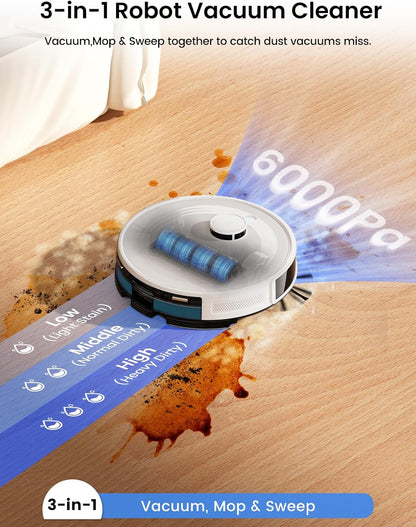 Lefant LiDAR Robot Vacuum with Smart Navigation & Self-Emptying - 6000Pa Suction, App-Controlled, Carpet Detection & More 🧹💡