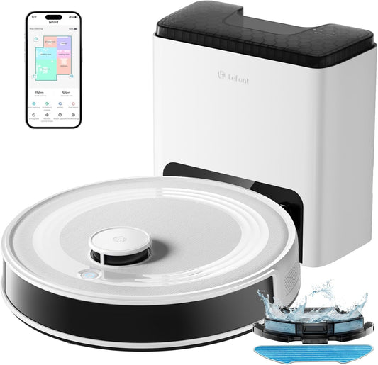 Lefant LiDAR Robot Vacuum with Smart Navigation & Self-Emptying - 6000Pa Suction, App-Controlled, Carpet Detection & More 🧹💡