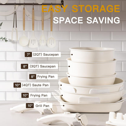 Detachable Induction Nonstick Cookware Set – Stackable, Space-Saving, Easy to Clean 🍳🔥