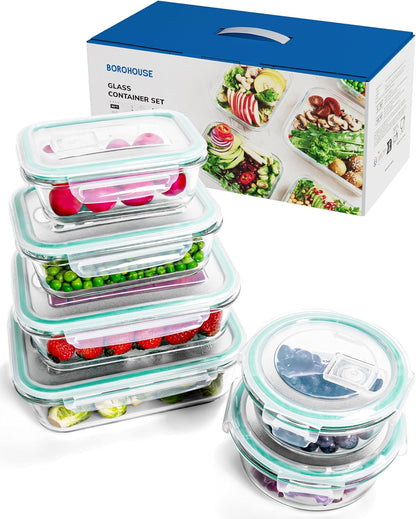 11-Pack Glass Storage Containers – Airtight Lids, Leak-Proof, Perfect for Meal Prep & Organizing 🥗🍲