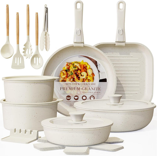 Detachable Induction Nonstick Cookware Set – Stackable, Space-Saving, Easy to Clean 🍳🔥